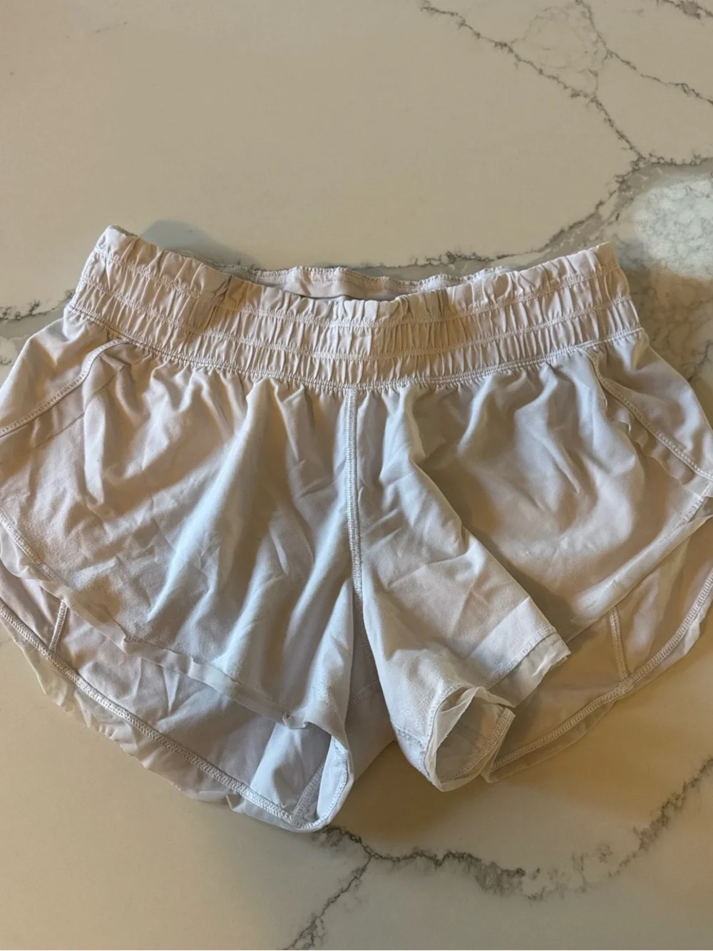 Lululemon White with mesh trim shorts size 6